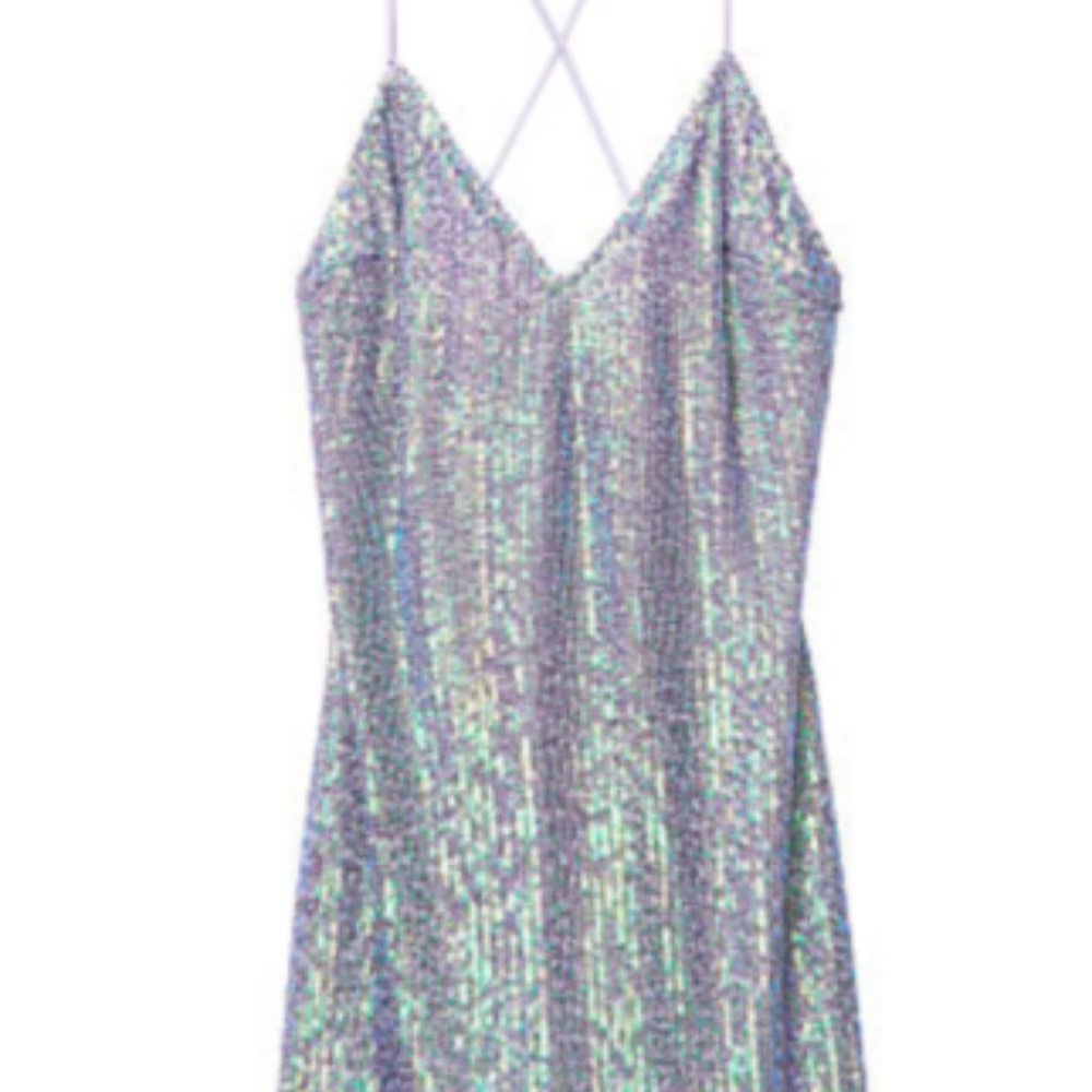 VICTORIA'S SECRET Sequin Mini Dress Slip Chemise Lilac Size Medium